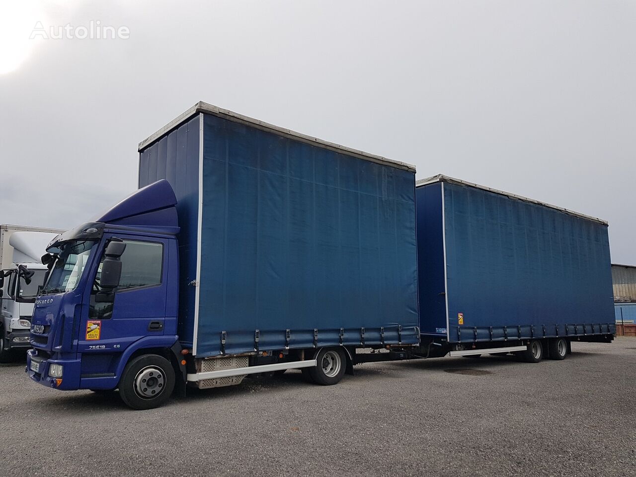 IVECO EuroCargo 75E19 JUMBO 128m3 curtainsider truck + curtain side trailer