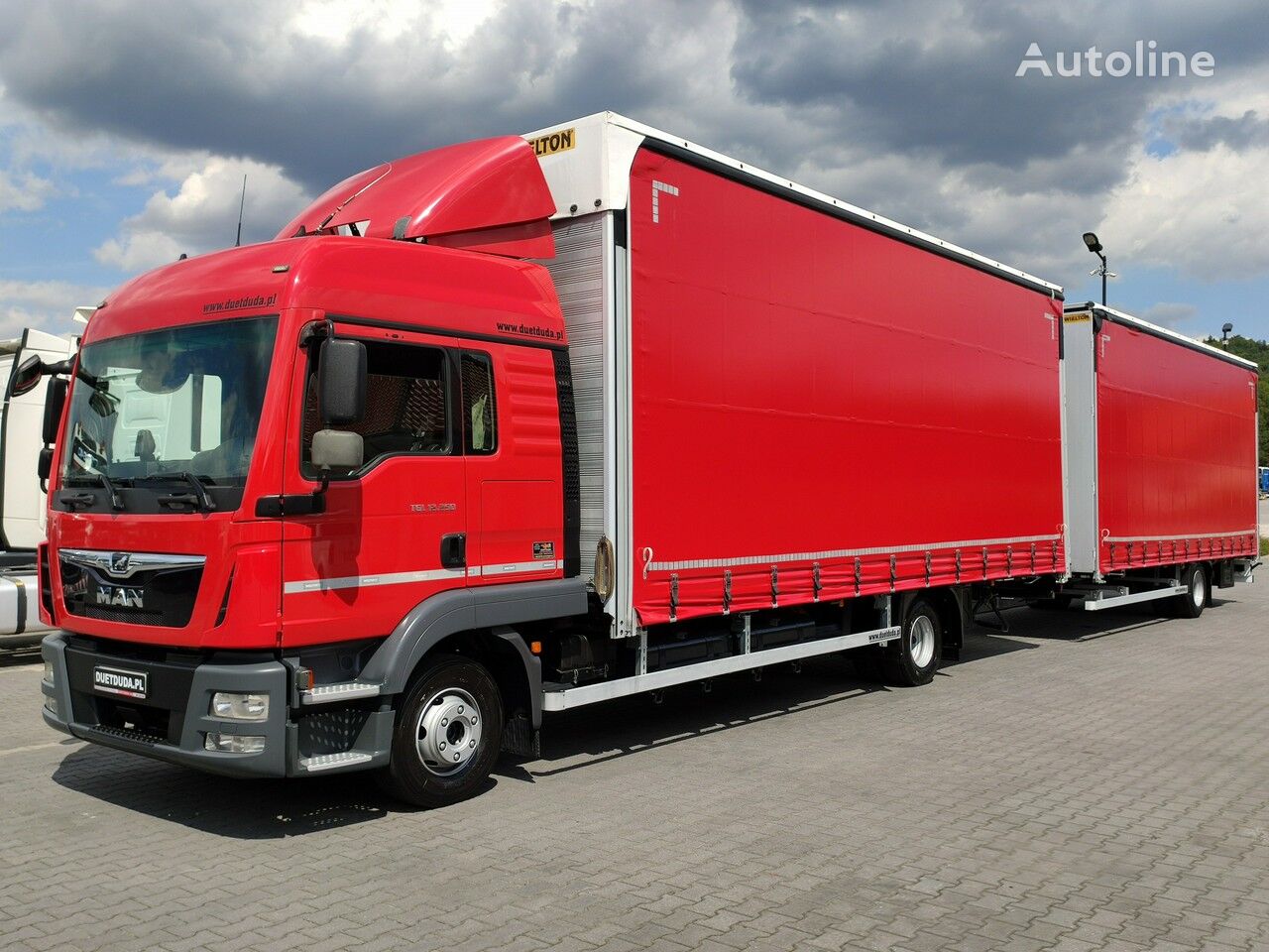 MAN TGL 12.250 curtainsider truck + curtain side trailer